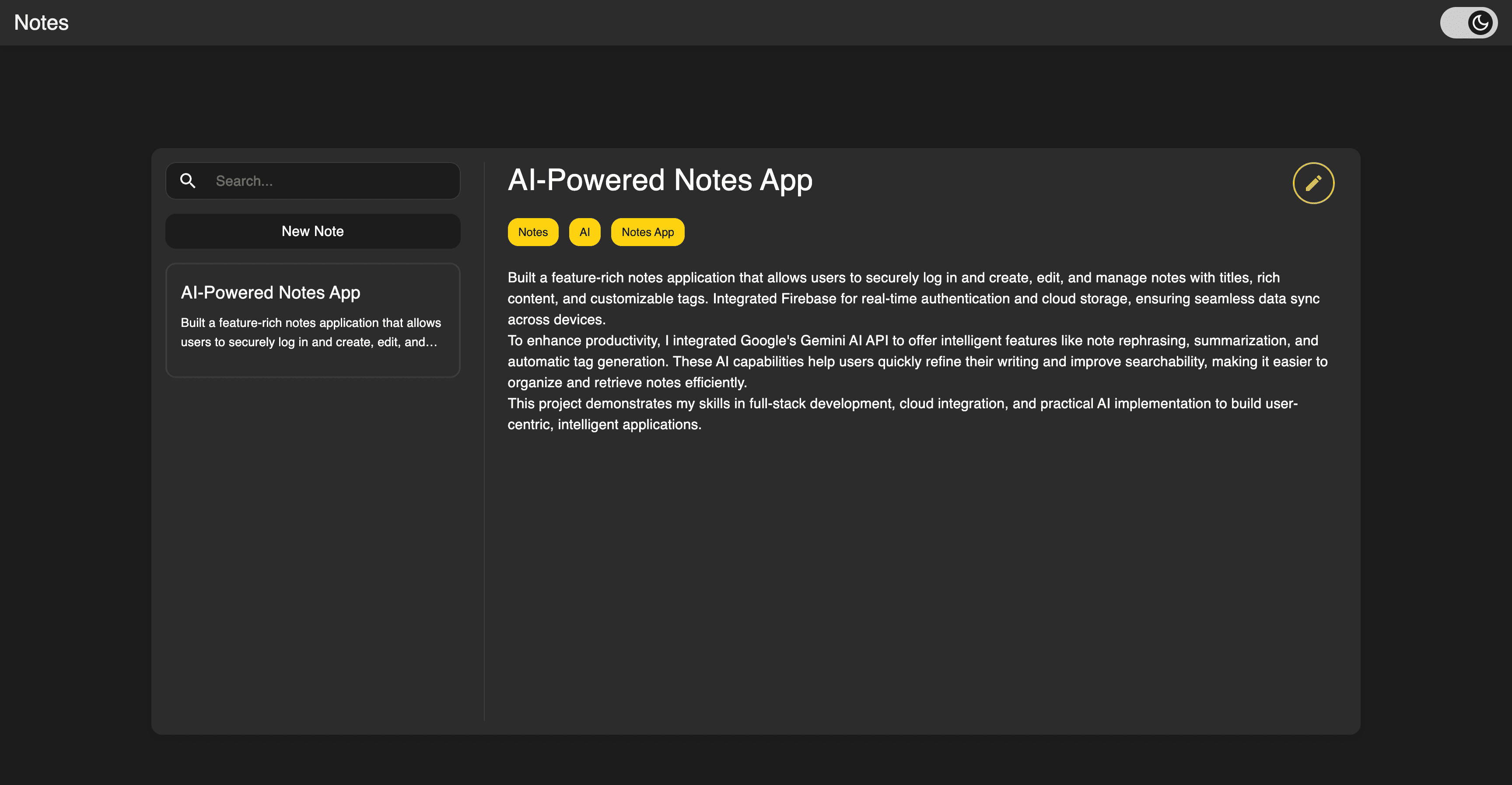 AI-Powered Notes App preview
